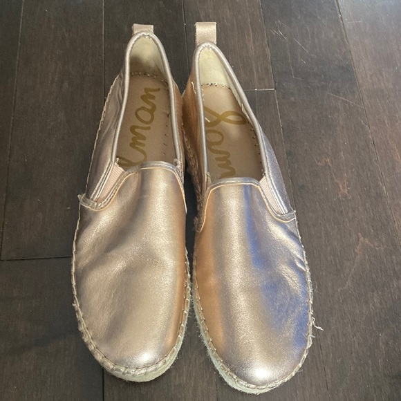 Sam EDELMAN Carrin Metallic Platform Slip On Espadrille Sz 9 Rose Gold - Picture 1 of 5